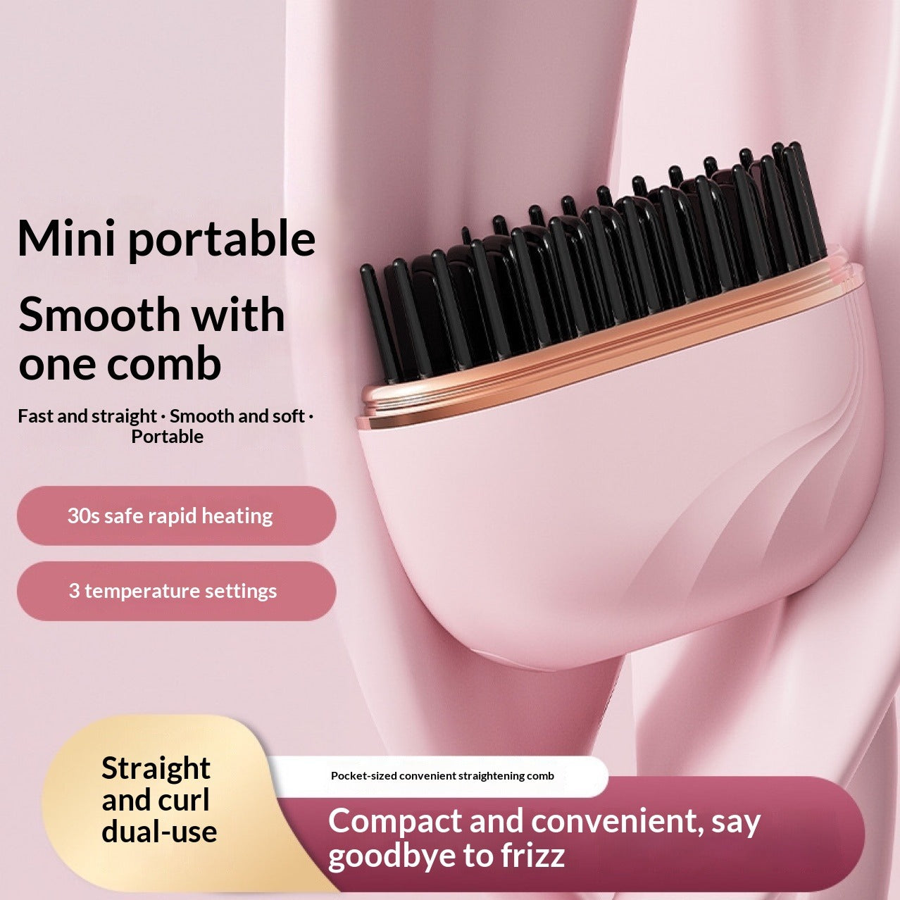Mini Peine Alisador de Pelo Portátil